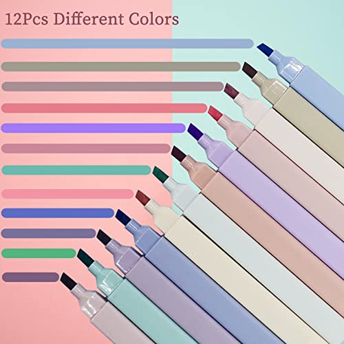 12Pcs Aesthetic Cute Highlighters Bible Pastel Highlighters and Pens no bleed Assorted Colors Highlighters for School Supplies and Office Journal DIY Home - ADOREbyEller