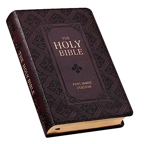 KJV Holy Bible, Giant Print Standard Size Faux Leather Red Letter Edition - Thumb Index & Ribbon Marker, King James Version, Dark Brown - ADOREbyEller