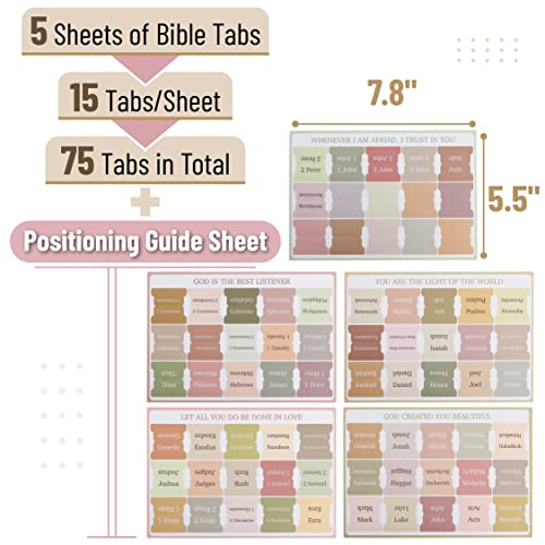 Mr. Pen- Bible Tabs, 75 Tabs, Boho Theme, Laminated Bible Tabs for Women and Men, Bible Tabs for Study Bible, Bible Index Tabs, Bible Book Tabs, Bible Labels Tabs, Mr Pen Bible Tabs - ADOREbyEller