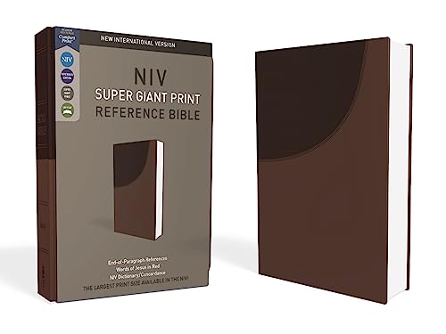 NIV, Super Giant Print Reference Bible, Leathersoft, Brown, Red Letter, Comfort Print - ADOREbyEller