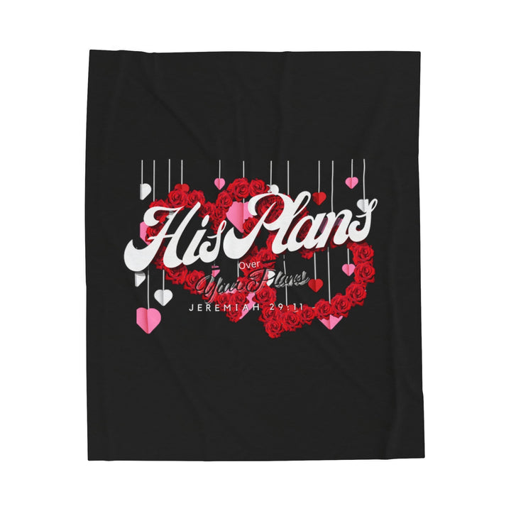 Black/Red Velveteen Plush Blanket - ADOREbyEller