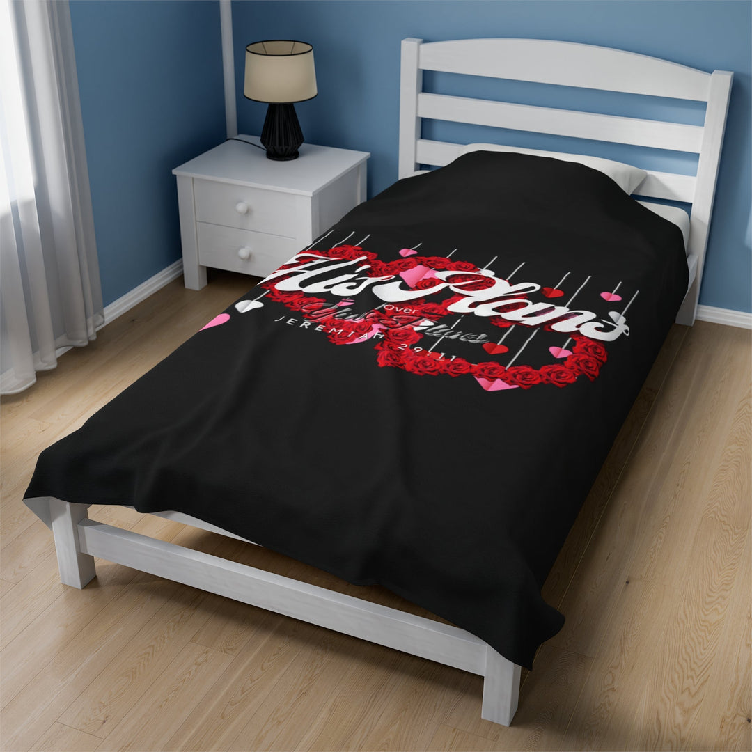 Black/Red Velveteen Plush Blanket - ADOREbyEller