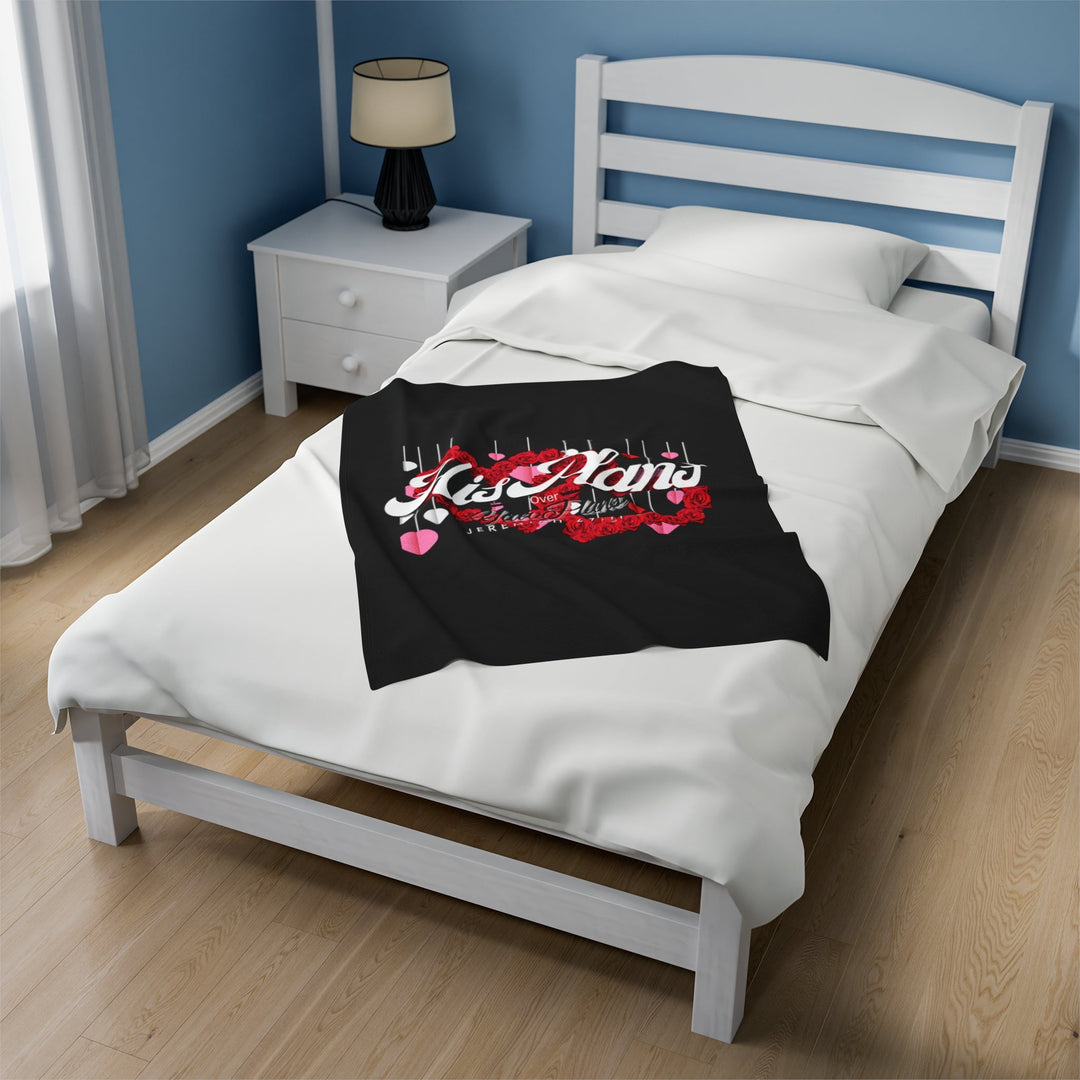 Black/Red Velveteen Plush Blanket - ADOREbyEller