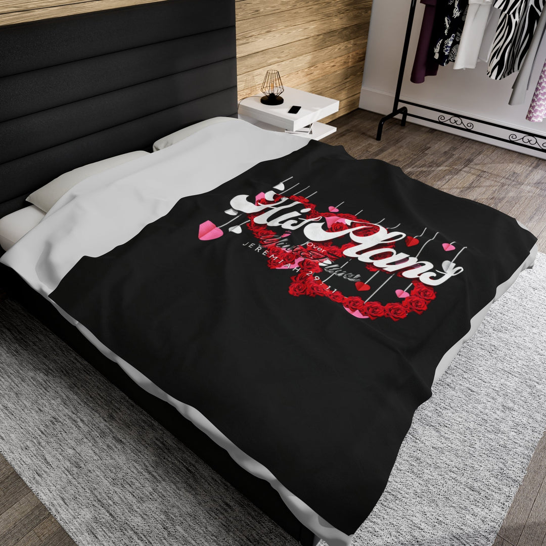 Black/Red Velveteen Plush Blanket - ADOREbyEller