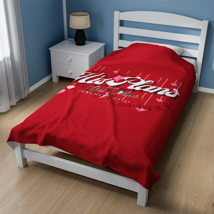 Red/Red Velveteen Plush Blanket - ADOREbyEller