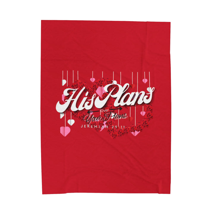 Red/Red Velveteen Plush Blanket - ADOREbyEller