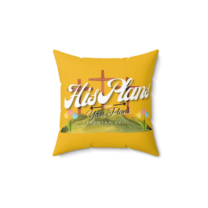 Yellow Spun Polyester Square Pillow - ADOREbyEller